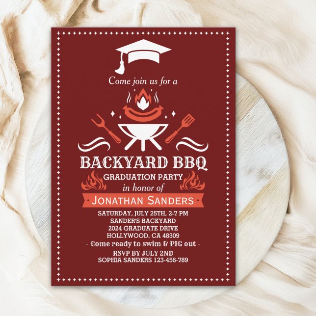 Graduation BBQ Backyard Rustic Einladung (Von Creator hochgeladen)
