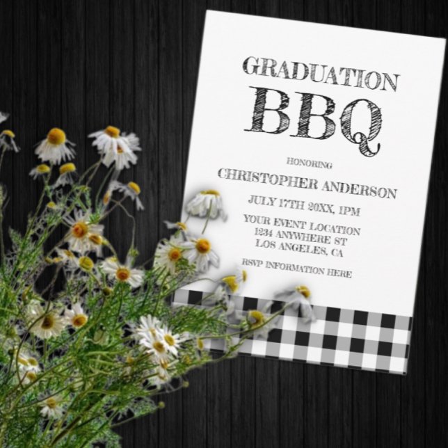 Graduation BBQ Gingham Einladung (Von Creator hochgeladen)