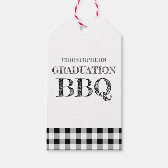 Graduation BBQ Gingham Geschenkanhänger (Vorderseite)