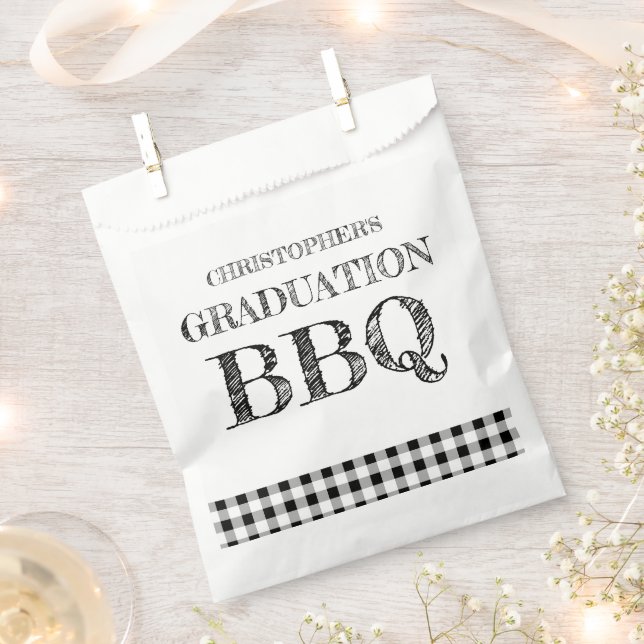 Graduation BBQ Gingham Geschenktütchen (Ausgeschnitten)