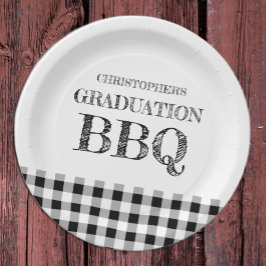 Graduation BBQ Gingham Pappteller