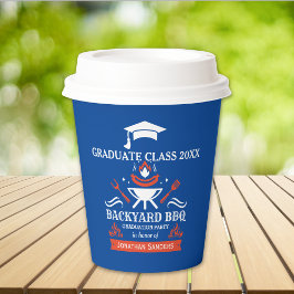 Graduation BBQ Party Backyard Blue Color Pappbecher