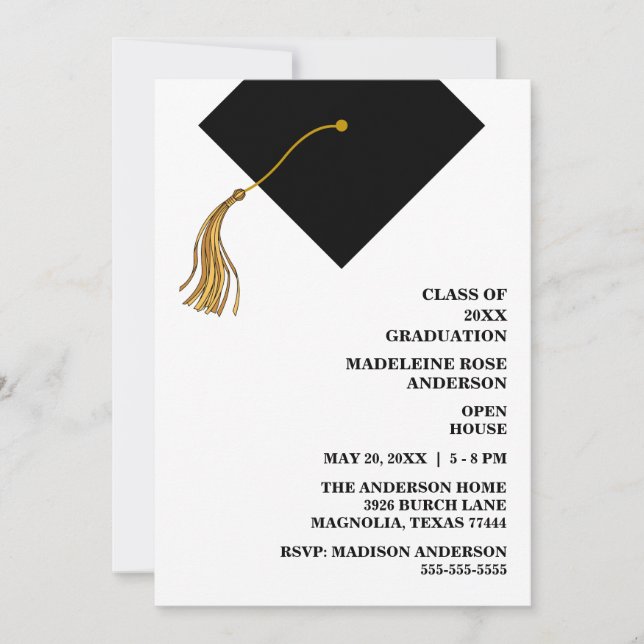Graduation Black Cap And Tassel Photo Open House  Einladung (Vorderseite)