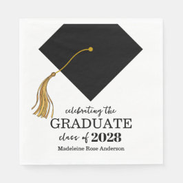 Graduation Black Cap And Tassel Photo Open House  Serviette