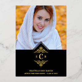 Graduation Black Real Golden Chic Lace Romantic Folieneinladung