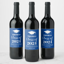 Graduation blue wine label weinetikett