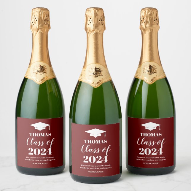 Graduation burgundy wine label (Flaschen)