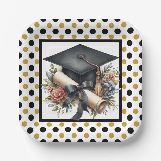 Graduation Cap And Diploma  Pappteller (Vorderseite)