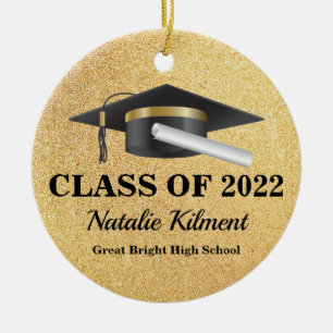 Graduation Cap Black and Gold Class of 2022 Photo Keramik Ornament