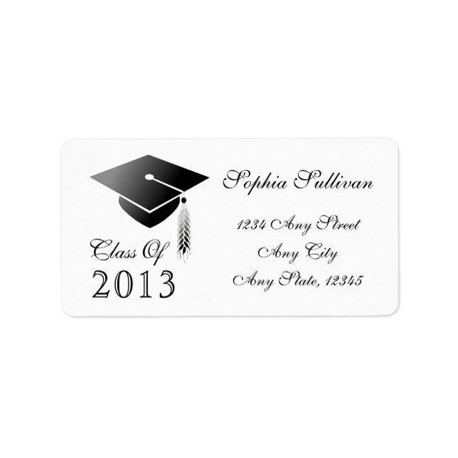 Graduation Cap Class of 2014 Name and Address Adressaufkleber (Vorne)