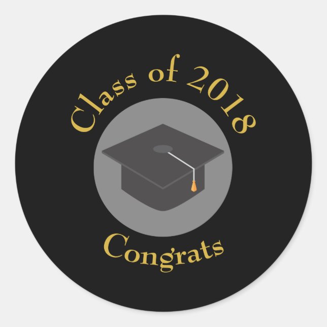 Graduation Cap Class of 20xx Classic Round Sticker (Vorderseite)