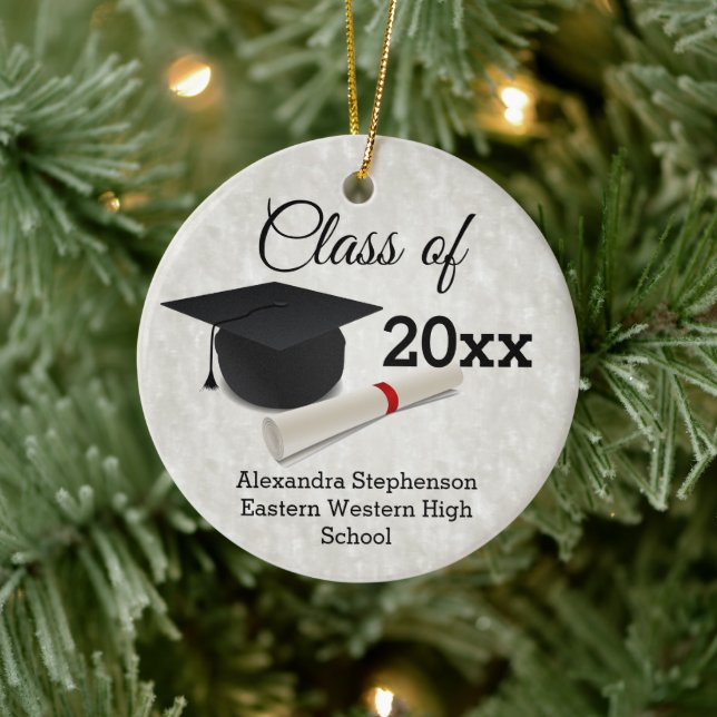 Graduation Cap Diploma Customized Keramik Ornament (Baum)