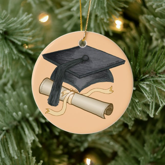 Graduation Cap Diploma Keramikornament (Baum)