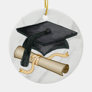 Graduation Cap Diploma-Ornamente Keramik Ornament