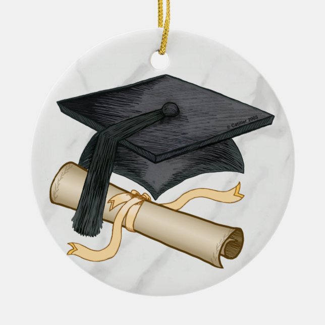 Graduation Cap Diploma-Ornamente Keramik Ornament (Vorne)