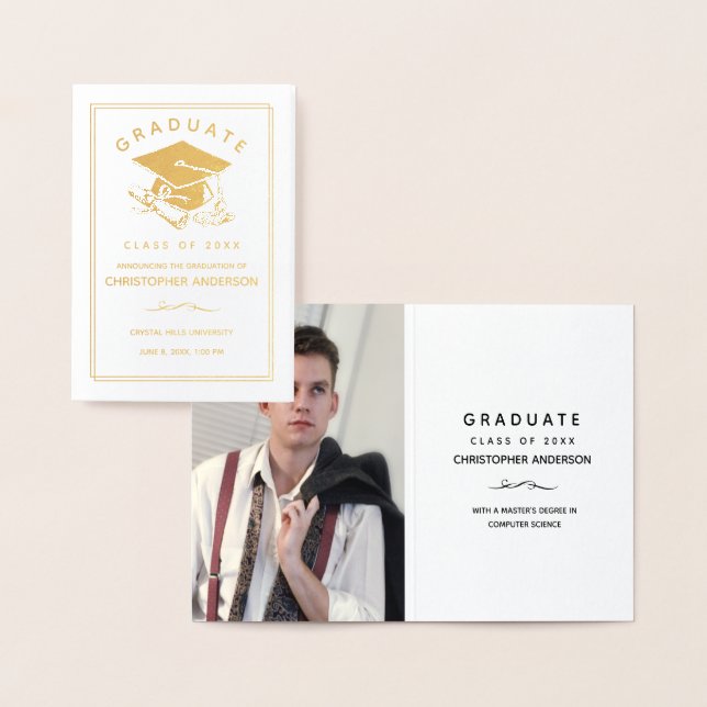 Graduation Cap Diploma Script-Foto Folienkarte (Anzeige)