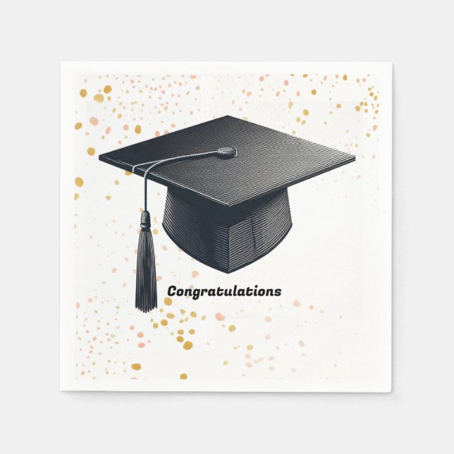 Graduation Cap Glückwunschpapier Napkins Serviette (Vorderseite)