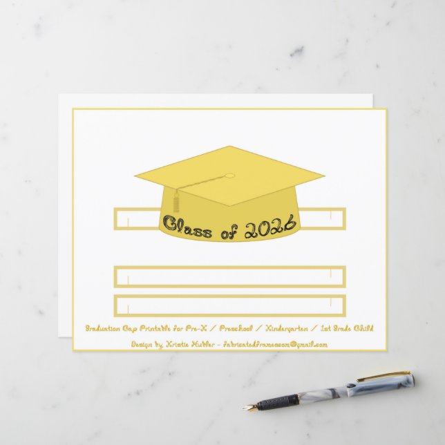 Graduation Cap Gold Party Hat 2026 Back Font (Vorderseite/Rückseite Beispiel)
