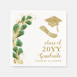 Graduation Cap Imitats Gold Year Script Elegant Serviette
