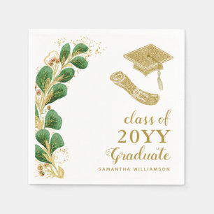 Graduation Cap Imitats Gold Year Script Elegant Serviette
