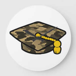 Graduation Cap Khaki Camo Große Wanduhr