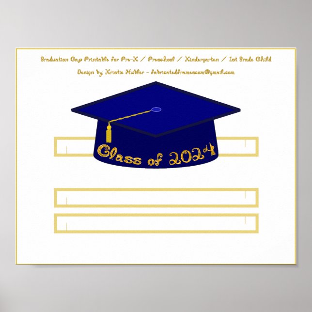 Graduation Cap Navy Hat Class of 2024 Gold Glitzer Poster (Vorne)