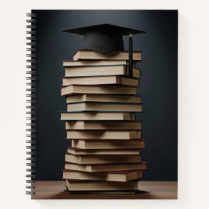 Graduation Cap on Books-Symbol of Academic Success Notizbuch