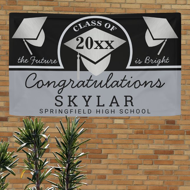 Graduation Cap Silver Fun Herzlichen Glückwunsch P Banner (Von Creator hochgeladen)