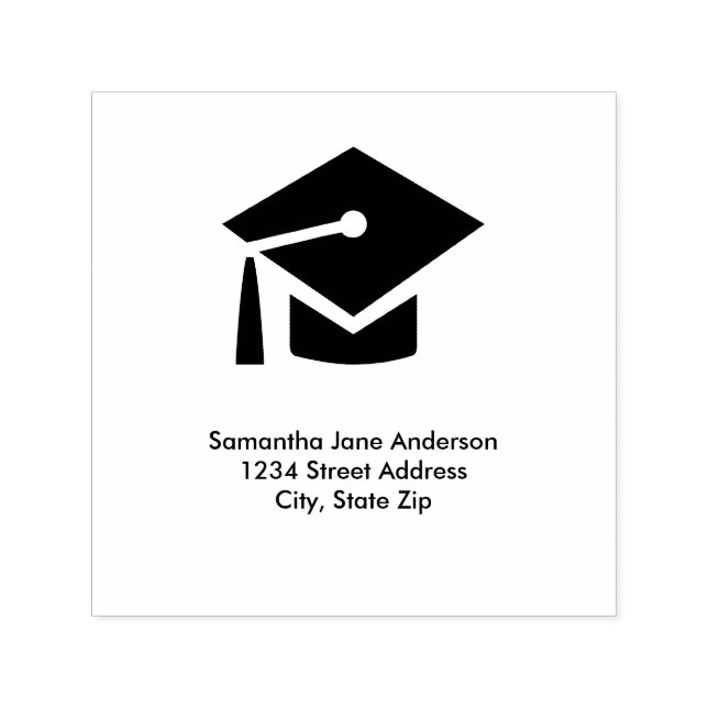 Graduation Cap Square - Briefmarke der selbstständ Permastempel (Design)