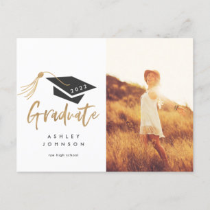 Graduation Cap Tassel Gold Foil Foto 2022 Ankündigungspostkarte