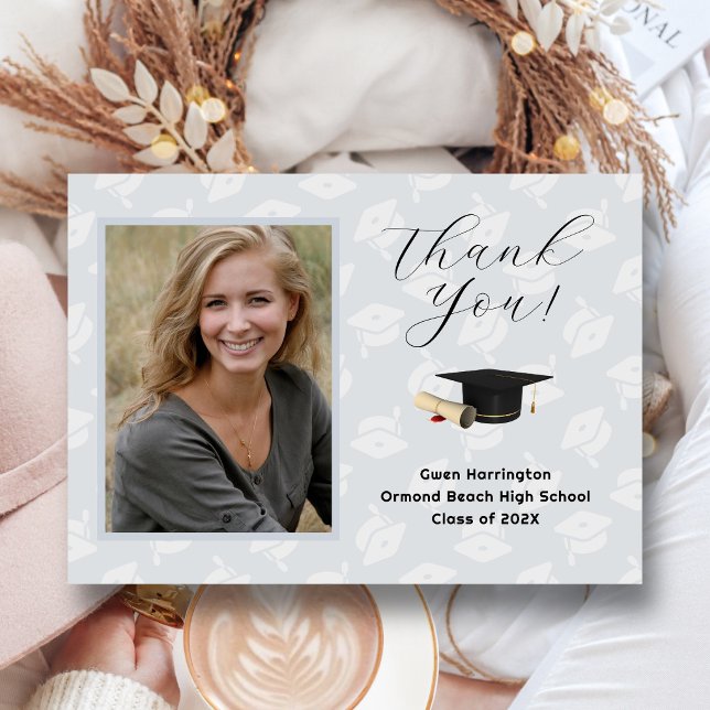 Graduation Caps Photo Thank You Message Cards Einladung (Von Creator hochgeladen)