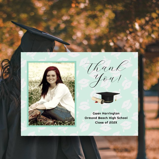 Graduation Caps Photo Thank You Message Cards Einladung (Von Creator hochgeladen)