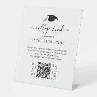 Graduation College Fund with QR Code Sockelschild