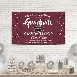 Graduation Congrats Confetti Modern Maroon & White Banner