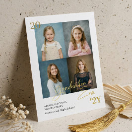 Graduation Era Simple Grad Photo Grid Announcement Folieneinladung