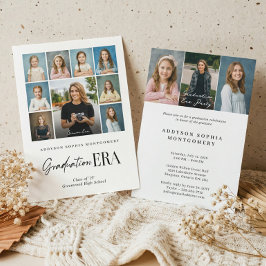 Graduation Era Then & Now Grad Photo Collage Party Einladung