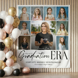 Graduation Era Then & Now Grad Photo Collage Party Wandteppich