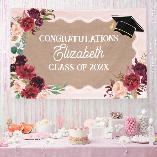 Graduation floral craft party banner (Party)