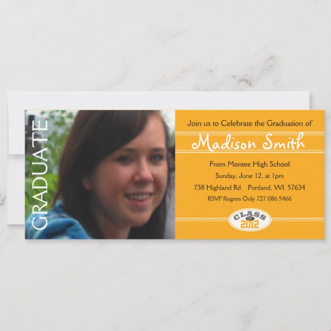 Graduation Fun Gold Party Einladung 2012 (Vorderseite)