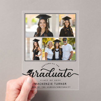 Graduation Grad Photo Collage Acrylic Announcement Acryleinladungen
