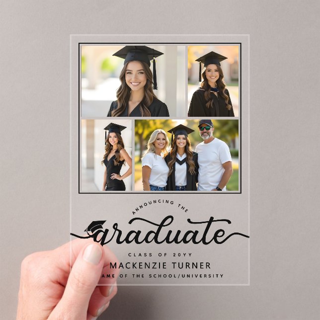 Graduation Grad Photo Collage Acrylic Announcement Acryleinladungen (Insitu (Handheld))