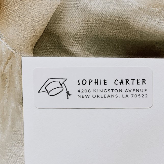 Graduation Hand-Drawn Mortarboard Return Address (Graduation Hand-Drawn Mortarboard Return Address Label)