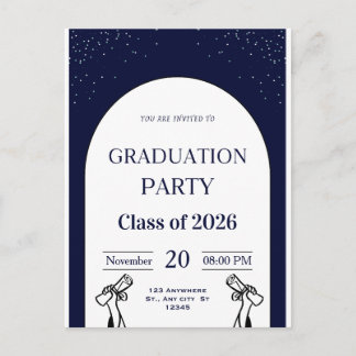Graduation Invitation Card | Modern Grad Party Inv Feiertagspostkarte