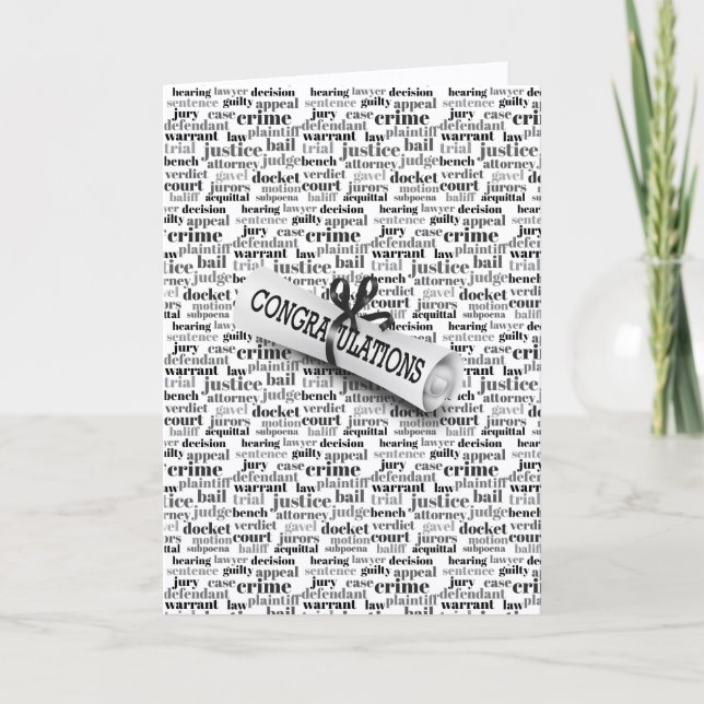 Graduation Judicial Text Word Cloud on White Karte (Vorderseite)