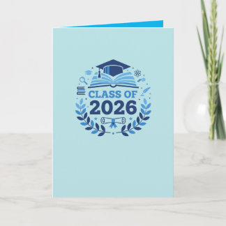 Graduation Motif Class of 2026 BlueTheme Blank Karte