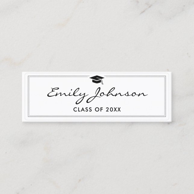 Graduation Name Card - Elegant Classic Insert Card Telefonnummerkarte (Vorderseite)