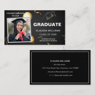 Graduation Name Card - Elegant Modern Insert Card Telefonnummerkarte