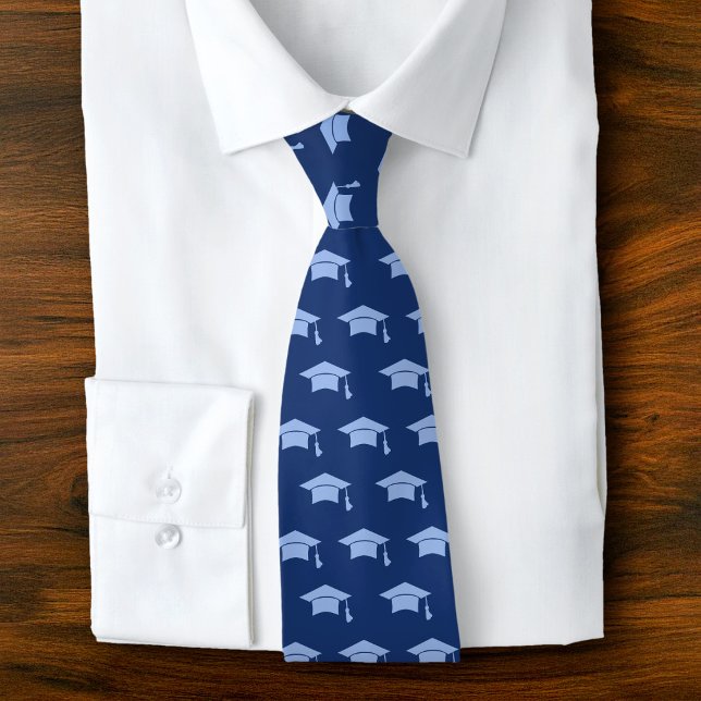Graduation Navy Blue Cap Icon Pattern Bold Classy Krawatte (Von Creator hochgeladen)