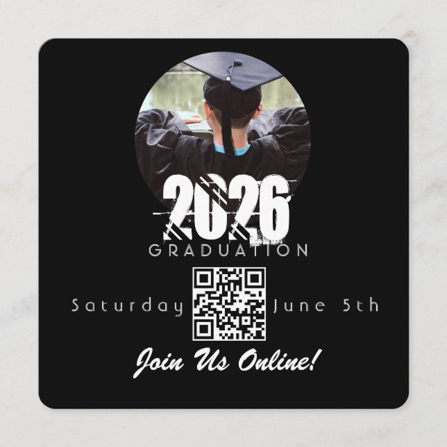 Graduation Online Invitation QR Code 2026 Einladung (Vorderseite)