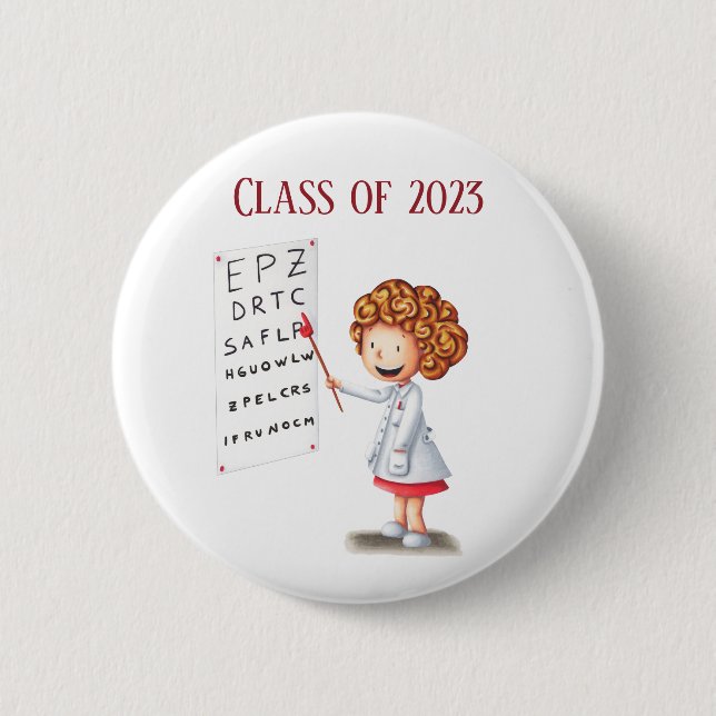 Graduation optometrist doctor illustrated button (Vorderseite)